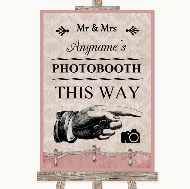 Pink Shabby Chic Photobooth This Way Right Personalized Wedding Sign