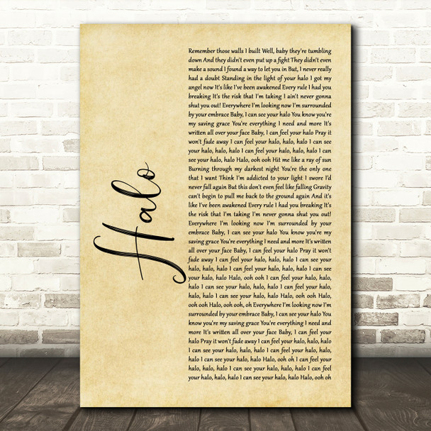 Beyonce Halo Rustic Script Song Lyric Quote Music Poster Print