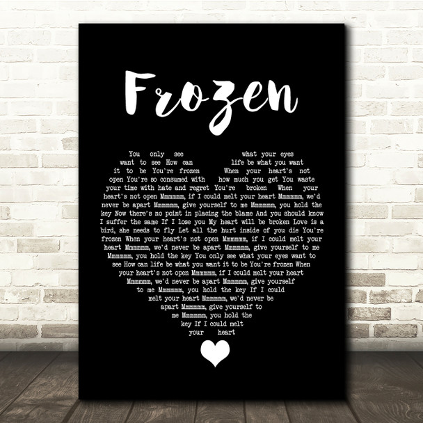 Madonna Frozen Black Heart Song Lyric Quote Music Poster Print