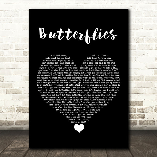 Scouting For Girls Butterflies Black Heart Song Lyric Quote Music Poster Print