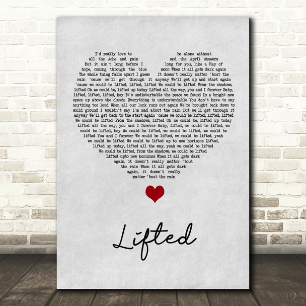 Lighthouse Family Lifted Grey Heart Song Lyric Quote Music Poster Print