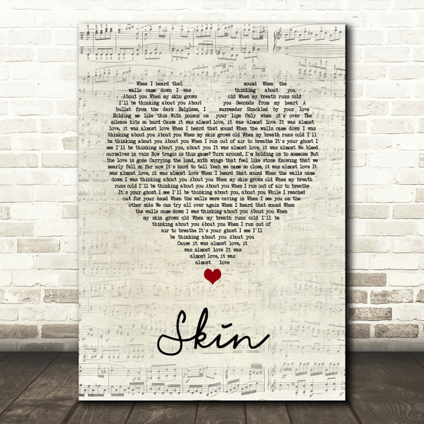 Rag'n'Bone Man Skin Script Heart Song Lyric Quote Music Poster Print