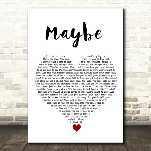James Arthur Maybe White Heart Song Lyric Quote Music Poster Print