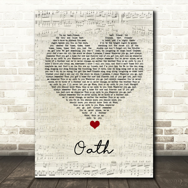 Cher Lloyd Oath Script Heart Song Lyric Quote Music Poster Print