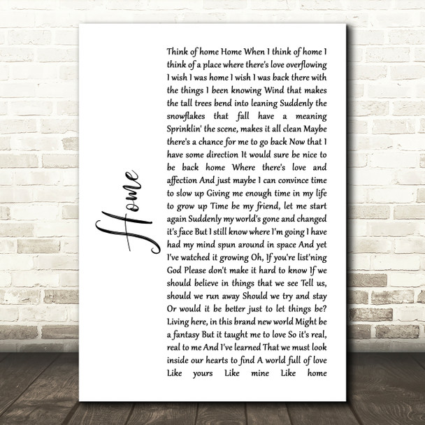 Diana Ross Home White Script Song Lyric Quote Music Poster Print