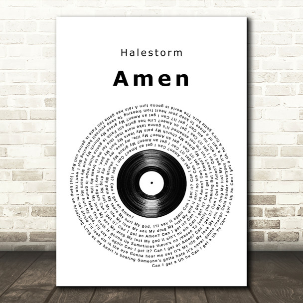 Halestorm Amen Vinyl Record Song Lyric Quote Music Poster Print
