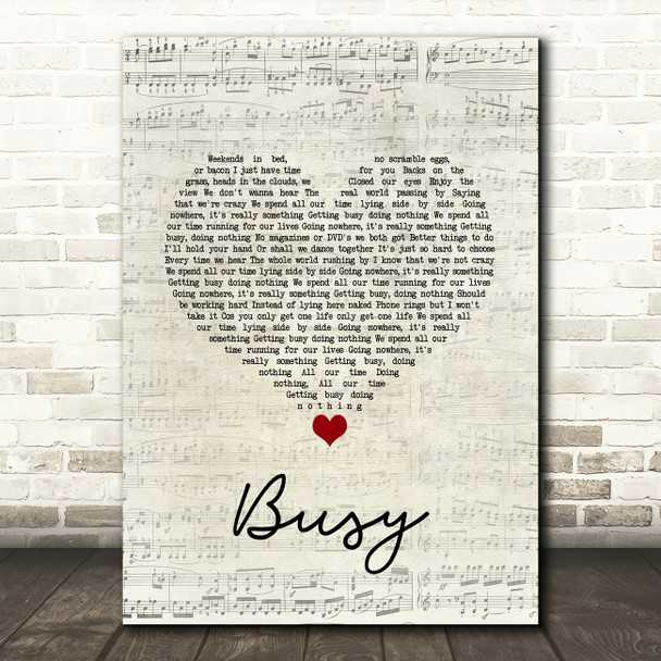 Olly Murs Busy Script Heart Song Lyric Quote Music Poster Print