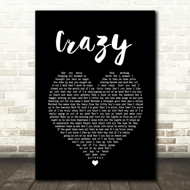 Pat Green Crazy Black Heart Song Lyric Quote Music Poster Print