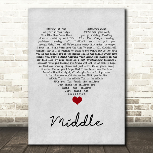 DJ Snake Middle Grey Heart Song Lyric Quote Music Poster Print