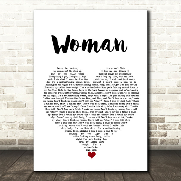 Kesha Woman White Heart Song Lyric Quote Music Poster Print