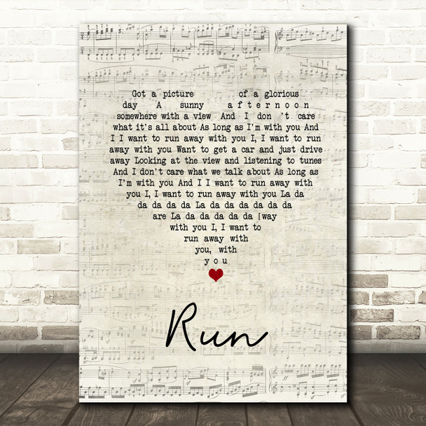Lighthouse Family Run Script Heart Song Lyric Quote Music Poster Print