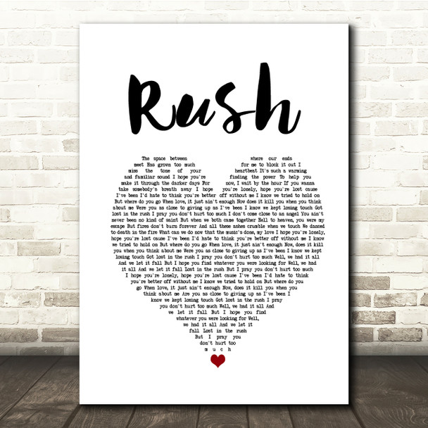Lewis Capaldi Rush White Heart Song Lyric Quote Music Poster Print