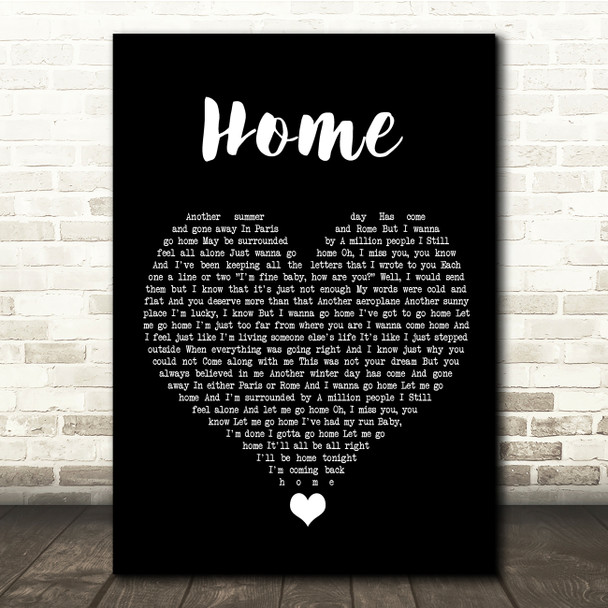 Michael Buble Home Black Heart Song Lyric Quote Music Poster Print