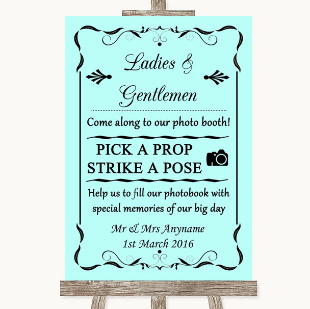 Aqua Pick A Prop Photobooth Personalized Wedding Sign