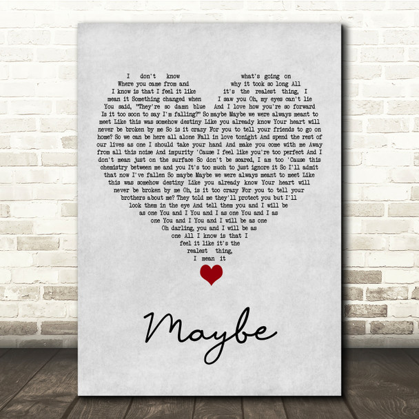James Arthur Maybe Grey Heart Song Lyric Quote Music Poster Print