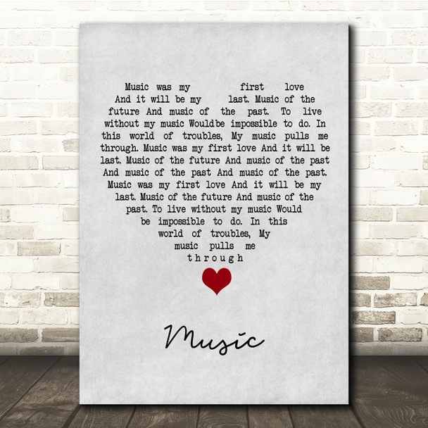 John Miles Music Grey Heart Song Lyric Quote Music Poster Print