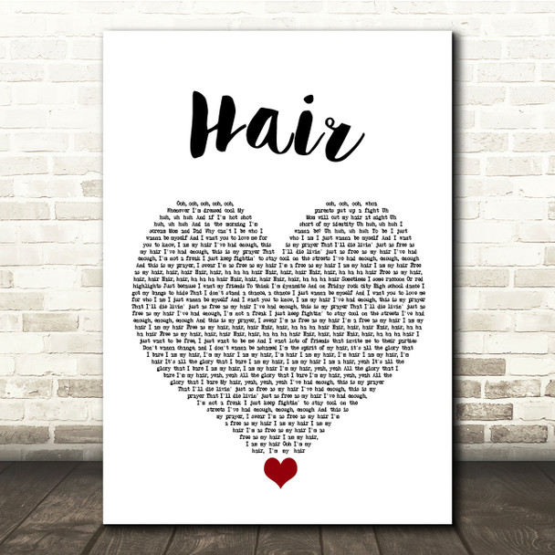Lady Gaga Hair White Heart Song Lyric Quote Music Poster Print