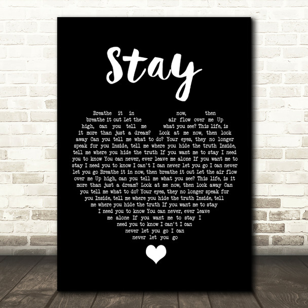Deadmau5 Stay Black Heart Song Lyric Quote Music Poster Print