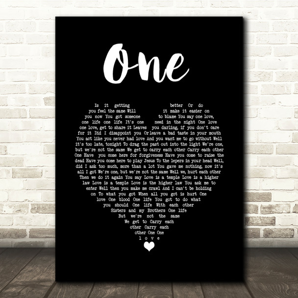 Mary J Blige feat. U2 One Black Heart Song Lyric Quote Music Poster Print