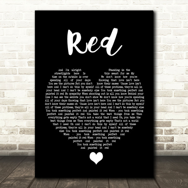 Daniel Merriweather Red Black Heart Song Lyric Quote Music Poster Print