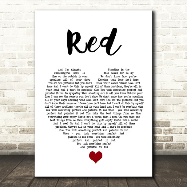 Daniel Merriweather Red White Heart Song Lyric Quote Music Poster Print