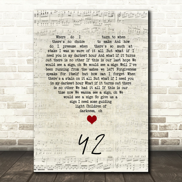 Mumford & Sons 42 Script Heart Song Lyric Quote Music Poster Print