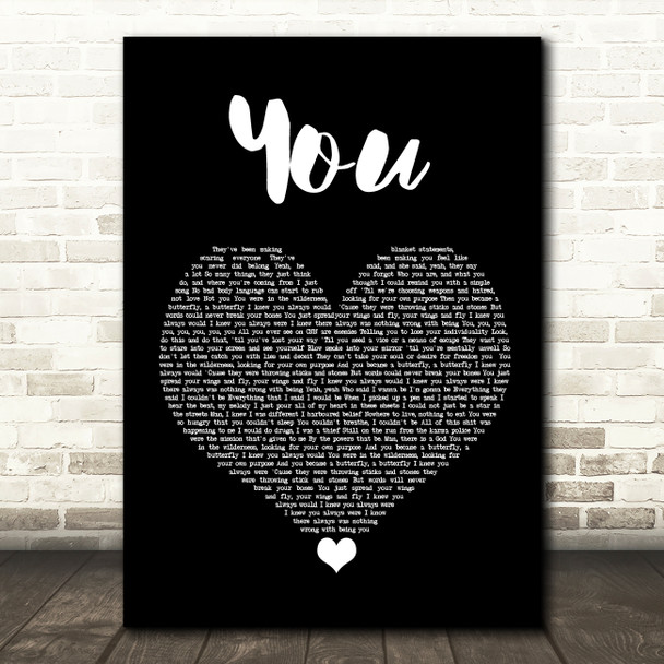 James Arthur You Black Heart Song Lyric Quote Music Poster Print