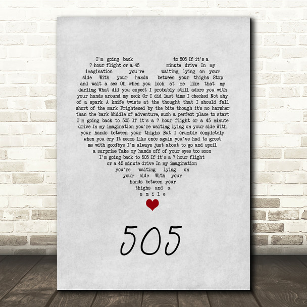 Arctic Monkeys 505 Grey Heart Song Lyric Quote Music Poster Print