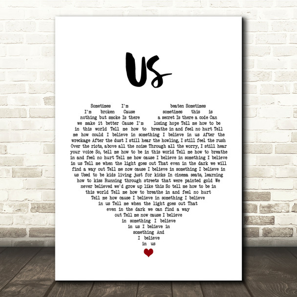 James Bay Us White Heart Song Lyric Quote Music Poster Print
