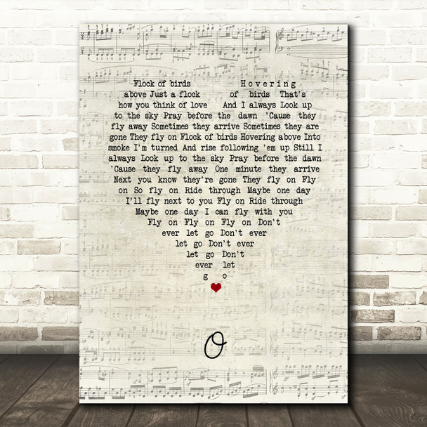 Coldplay O Script Heart Song Lyric Quote Music Poster Print
