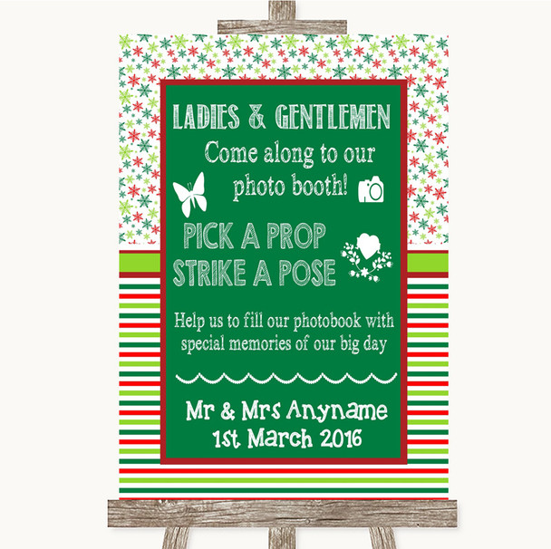 Red & Green Winter Pick A Prop Photobooth Personalized Wedding Sign