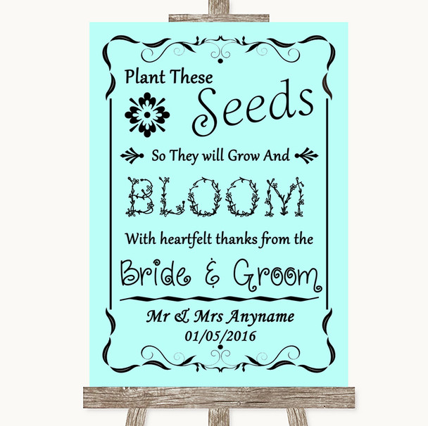 Aqua Plant Seeds Favours Personalized Wedding Sign