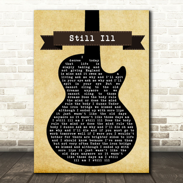 The Smiths Still Ill Black Guitar Song Lyric Wall Art Print