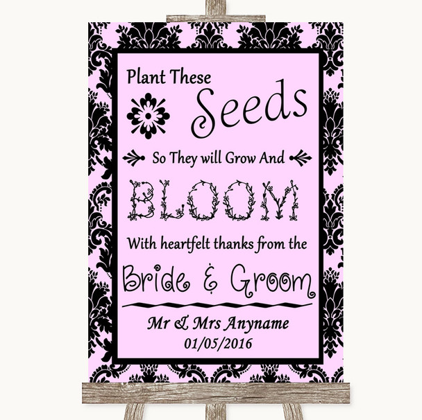 Baby Pink Damask Plant Seeds Favours Personalized Wedding Sign