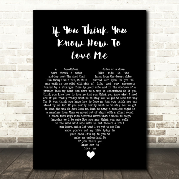 Smokie If You Think You Know How To Love Me Black Heart Song Lyric Wall Art Print