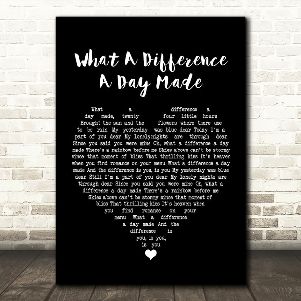 Jamie Cullum What A Difference A Day Made Black Heart Song Lyric Wall Art Print