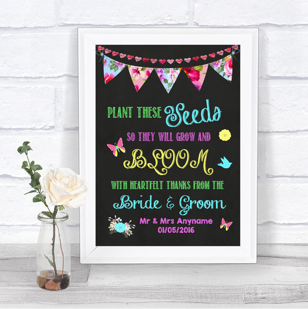 Bright Bunting Chalk Plant Seeds Favours Personalized Wedding Sign