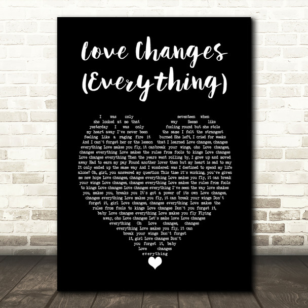 Climie Fisher Love Changes (Everything) Black Heart Song Lyric Wall Art Print