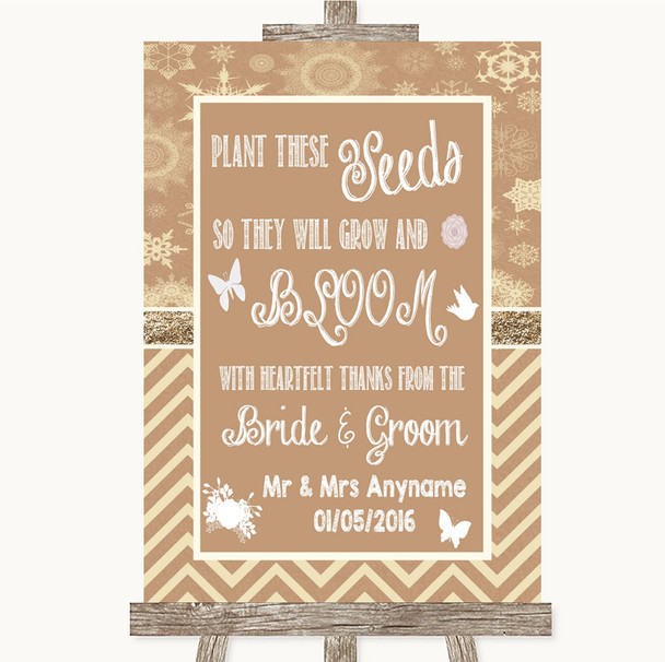 Brown Winter Plant Seeds Favours Personalized Wedding Sign