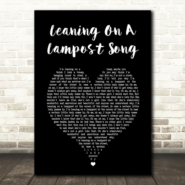 George Formby Leaning On A Lampost Song Black Heart Song Lyric Wall Art Print