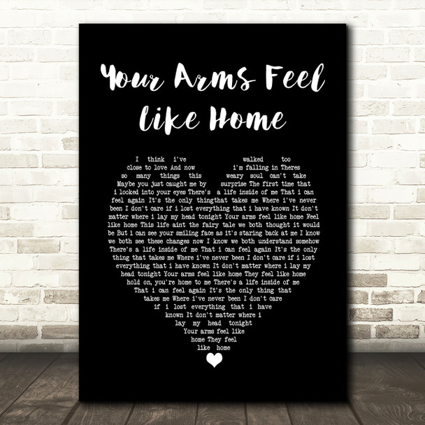 3 Doors Down Your Arms Feel Like Home Black Heart Song Lyric Wall Art Print