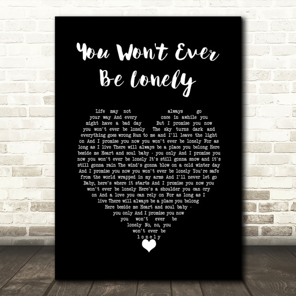 Andy Griggs You Won't Ever Be Lonely Black Heart Song Lyric Wall Art Print