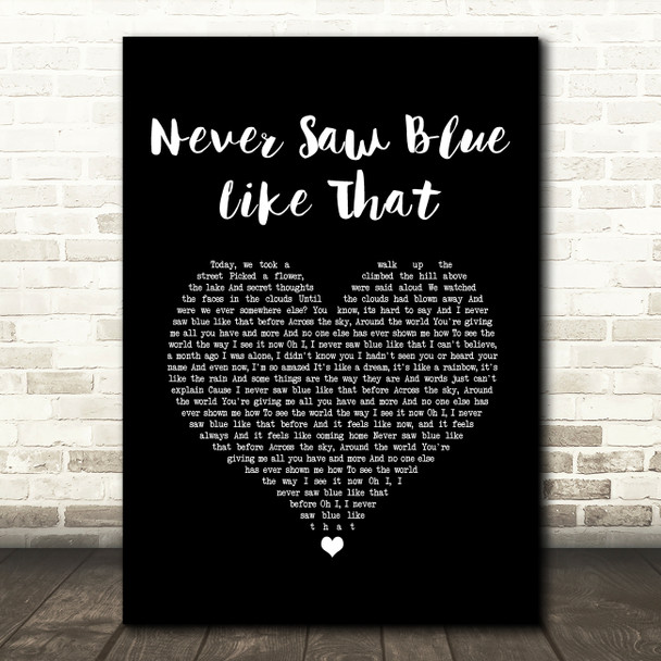 Shawn Colvin Never Saw Blue Like That Black Heart Song Lyric Wall Art Print