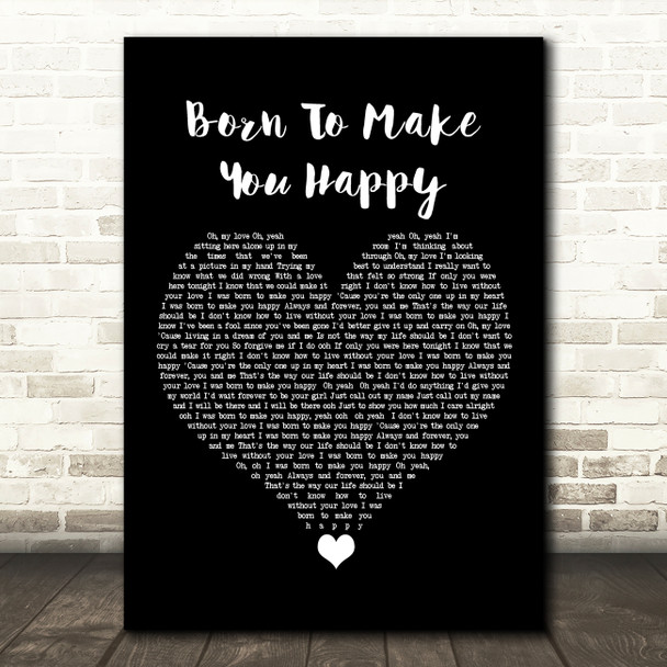 Britney Spears Born To Make You Happy Black Heart Song Lyric Wall Art Print