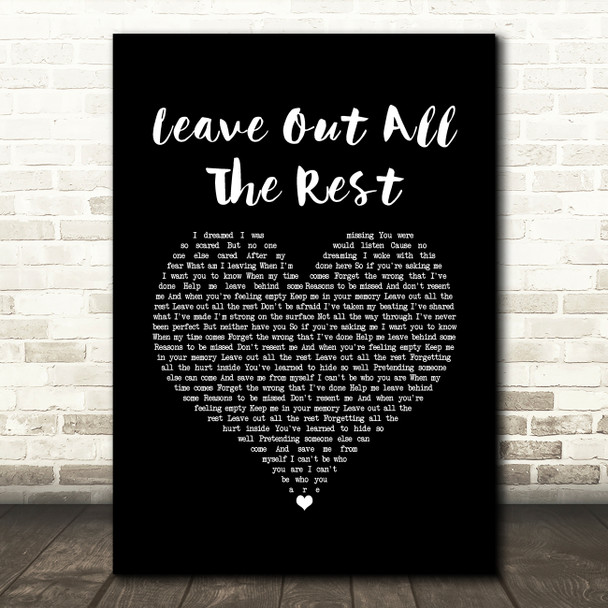 Linkin Park Leave Out All The Rest Black Heart Song Lyric Wall Art Print