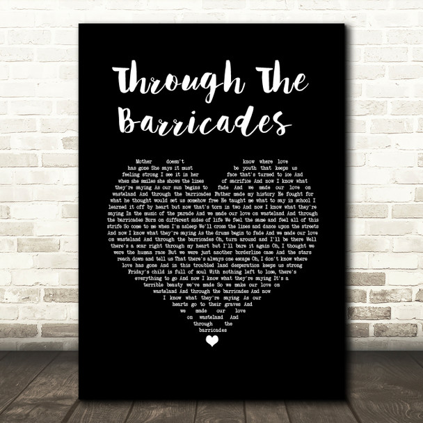 Spandau Ballet Through The Barricades Black Heart Song Lyric Wall Art Print