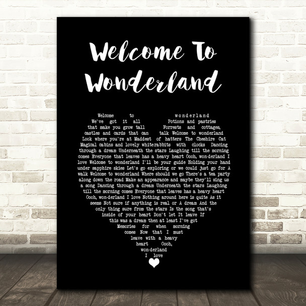 Anson Seabra Welcome To Wonderland Black Heart Song Lyric Wall Art Print