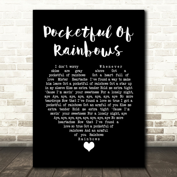 Elvis Presley Pocketful Of Rainbows Black Heart Song Lyric Wall Art Print