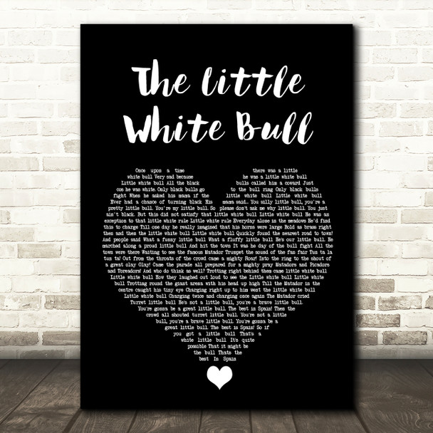 Tommy Steele The Little White Bull Black Heart Song Lyric Wall Art Print