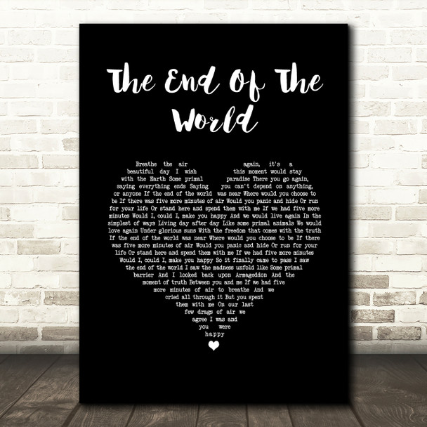 Billie Eilish The End Of The World Black Heart Song Lyric Wall Art Print